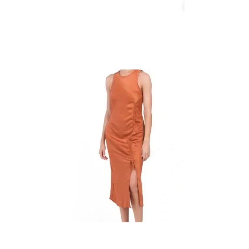 NWT HOUSE OF HARLOW 1960 Satin Tank Side Ruch Midi Dress Sz S Beautiful!